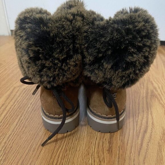 Sam Edelman Bowen Brown Leather Fur Lined Lace Up Boots Size 7.5 - Picture 7 of 9